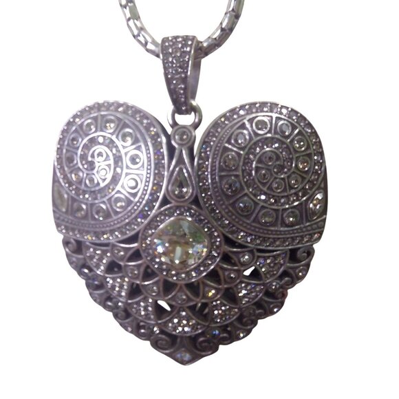 Brighton Mumtaz Large Heart Convertible Silver Adjustable Necklace - Picture 7 of 8